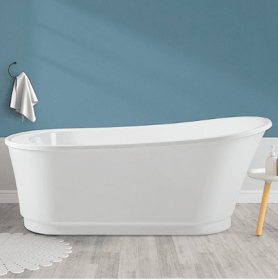 Acrylic Freestanding Bathtub, White Modern Stand Alone Soaking Bathtub, cUPC Certified