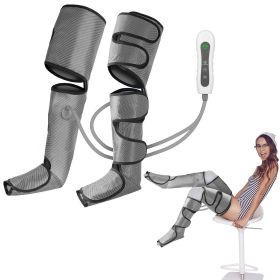 Leg Massager Air Compression Calf Feet Thigh Foot Massage Wraps Muscle Pain Relief Blood Circulation (Color: Grey)